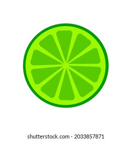 Half of a citrus lime isolated on a white background.Vector illustration of the fruit can be used in textiles,juice packages,cosmetics, postcards.