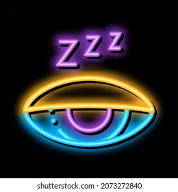 Half Closed Asleep Eye neon light sign vector. Glowing bright icon Half Closed Asleep Eye sign. transparent symbol illustration