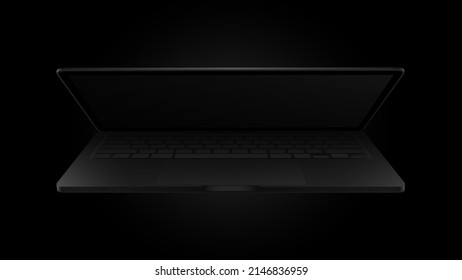 Halb geschlossen, halb geöffnet realistische Black Laptop Mock up. Dunkle Version. Vektorgrafik