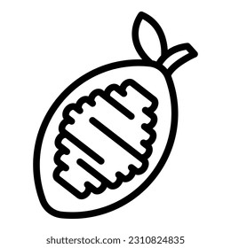 Medio vector de contorno de icono de cacao. Comida de chocolate. Torta de huevo