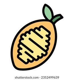 Half cocoa icon outline vector. Chocolate food. Egg cake color flat