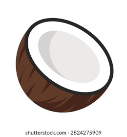 Half Coconut Clipart Flat Vector Illustration Logo and Icon