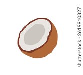half coconut food fruit vector emoji illustration symbol sign icon