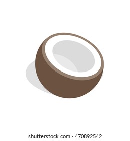 Half of coconut icon in isometric 3d style on a white background