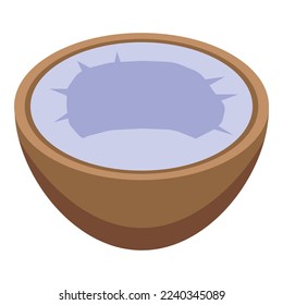 Half coconut icon isometric vector. Cosmetic cream. Soap oil