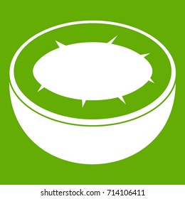 Half of coconut icon white isolated on green background. Vector illustration
