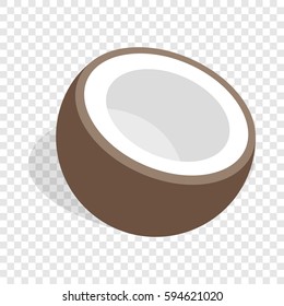 Half of coconut isometric icon 3d on a transparent background vector illustration