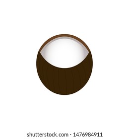 Half coconut on a white background.