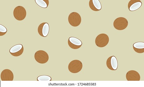 Half a coconut vector illustration on brown background