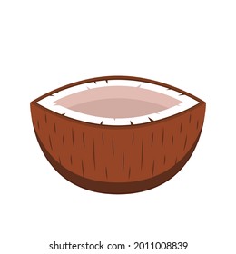 Medio coco. Vector de coco sobre fondo blanco.
