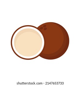 Half coconut. Coconut vector on white background.