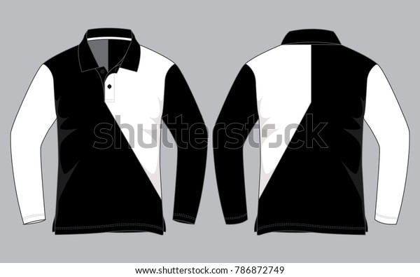 Half Color Long Sleeve Polo Shirt Stock Vector Royalty Free