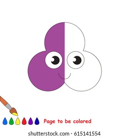 Half colored geometric form, the coloring book to educate preschool kids with easy level, the kid educational game to color the colorless half by sample.