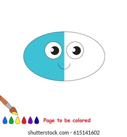 Half colored geometric form, the coloring book to educate preschool kids with easy level, the kid educational game to color the colorless half by sample.