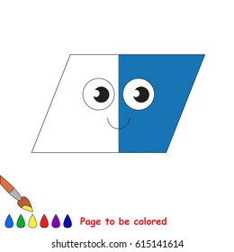 Half colored geometric form, the coloring book to educate preschool kids with easy level, the kid educational game to color the colorless half by sample.