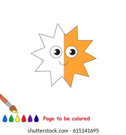 Half colored geometric form, the coloring book to educate preschool kids with easy level, the kid educational game to color the colorless half by sample.