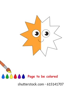 Half colored geometric form, the coloring book to educate preschool kids with easy level, the kid educational game to color the colorless half by sample.