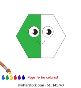 Half colored geometric form, the coloring book to educate preschool kids with easy level, the kid educational game to color the colorless half by sample.