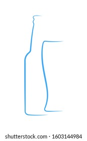Half the contour of a beer bottle and glass. For the design of the menu, logo, symbols of various drinks. Minimal minimalism.