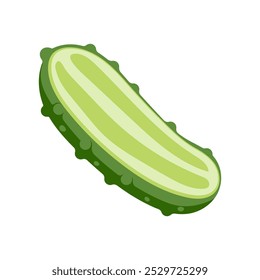Half cucumber vector illustration isolated on a white background.