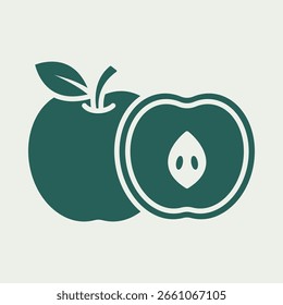 Half Cut Apple fruit trendy useful vector Illustration design beauteous colorful background.eps