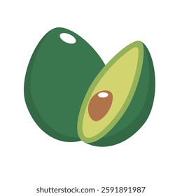 Half cut avocado icon. Vector.