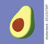 Half Cut Avocado vector icon. fresh Avocado fruit vector. avocado fruit vector. split avocado