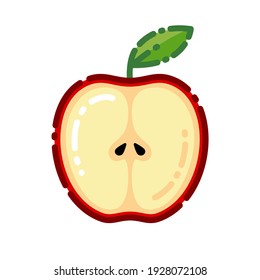 half cut of fresh apples facing the front. - vector illustration