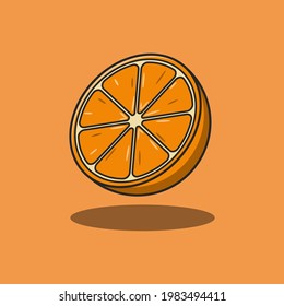 Half cut orange illustration design. Isolated fruit design Perfect for landing pages, stickers, icons, banners, book covers, etc.