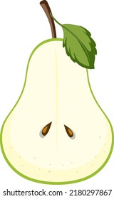 Half cut pear on white background illustration