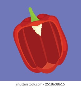 Half Cut Red Capsicum Vegetable icon vector. Half Red Bell Pepper Vector. half capsicum icon