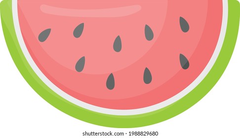 half cut watermelon side view Concept Vector Icon Design,