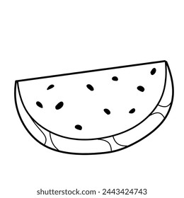 half cut watermelon, with a white background, simple illustration, half cut watermelon