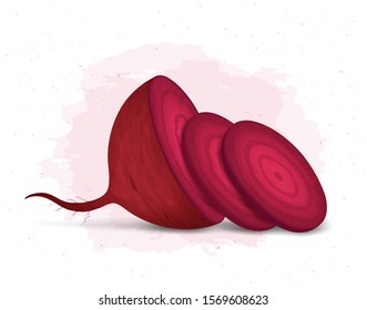 Half cutted Beetroot vector illustration with beetroot pieces