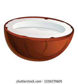 Half cutted coconut icon. Cartoon of half cutted coconut vector icon for web design isolated on white background