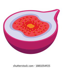 Half cutted figs icon. Isometric of half cutted figs vector icon for web design isolated on white background