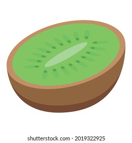 Icono de kiwi medio cortado. Isométrico del icono del vector kiwi medio cortado para el diseño web aislado en fondo blanco