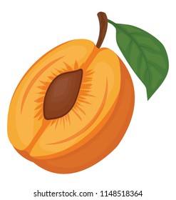 
A half cutted piece with a leaf depicting peach
