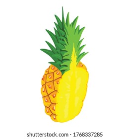 Icono de piña medio cortada. Isométrico del icono del vector de piña medio cortado para el diseño web aislado en fondo blanco