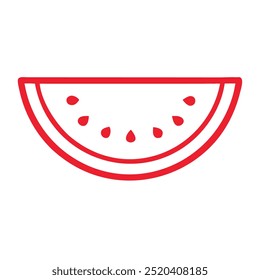 Halbschneidende Wassermelone Umriss auf weißem Hintergrund