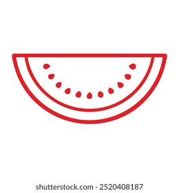 Half cutting watermelon outline in white background