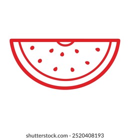 Half cutting watermelon outline in white background