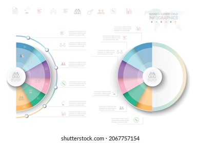 Half Cycle Pastel With Circle Partition Color Gradient Chart Origami Paper Color Info-graphic Template For Diagram Presentation Chart And Business Concept With Element Options