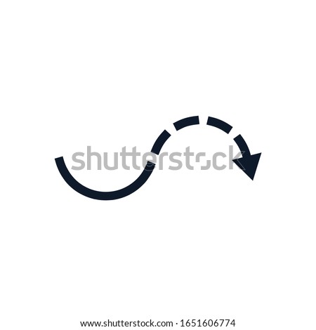 Half dashed curve arrow icon. go around the object. Stock Vector illustration isolated on white background.