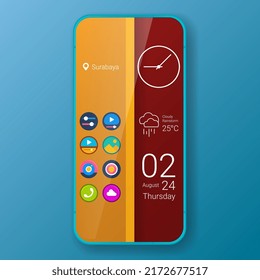 half design themes user interface realistic smartphone, vector design illustration