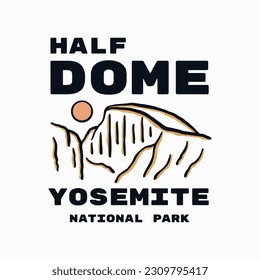 Half Dome Yosemite National Park vintage graphic illustration vector for t-shirt, badge, patch design