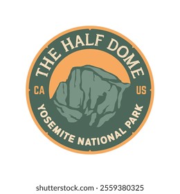 The Half Dome Yosemite National Park Patch emblem Sticker Logo, Vector Illustration