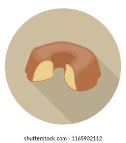 
Half donut in chocolate flavour with ,melted chocolate 
