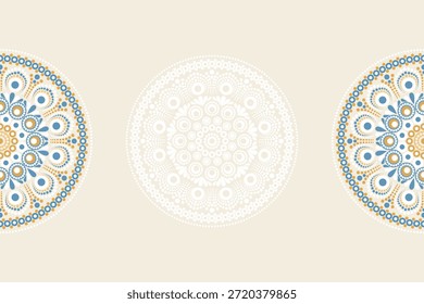 Mandala medio punteado bordes izquierdo y derecho con espaciado suave, fondo ancho Horizontal con espacio de copia