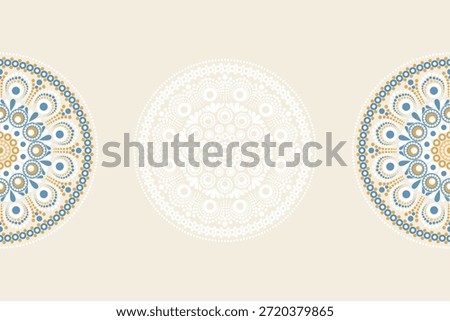 Half dotted mandala left and right borders with soft spacing, horizontal wide background with copy space